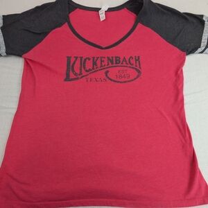 Luckenbach, Texas Red Jersey Style Top with Grey Sleeves XL